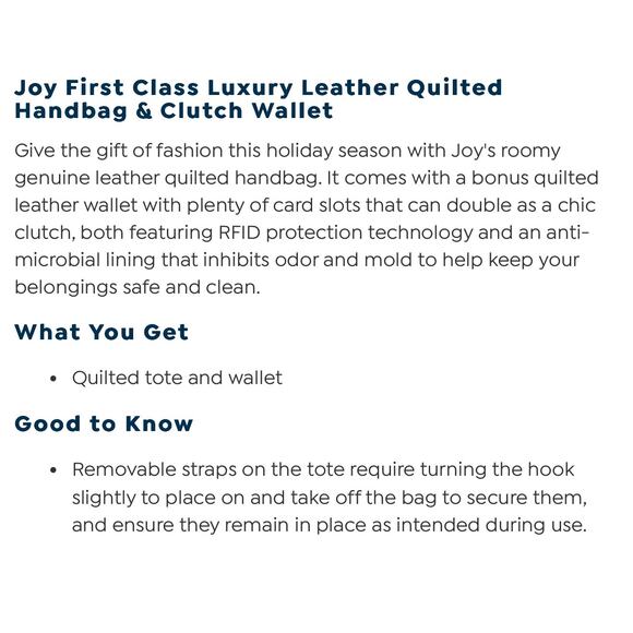 NWT Joy Mangano First class luxury leather quilted handbag wallet - Picture 8 of 11